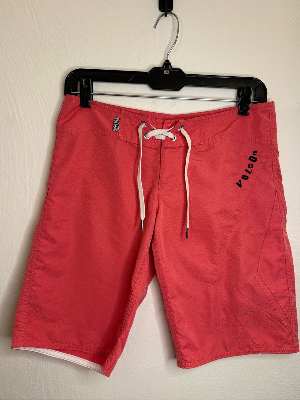 Volcom Women’s Hot Pink Swim Board Shorts with White Drawstring